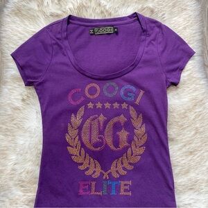 Y2K Coogi Rhinestone Fitted Purple Tee Tshirt Colorful Mcbling